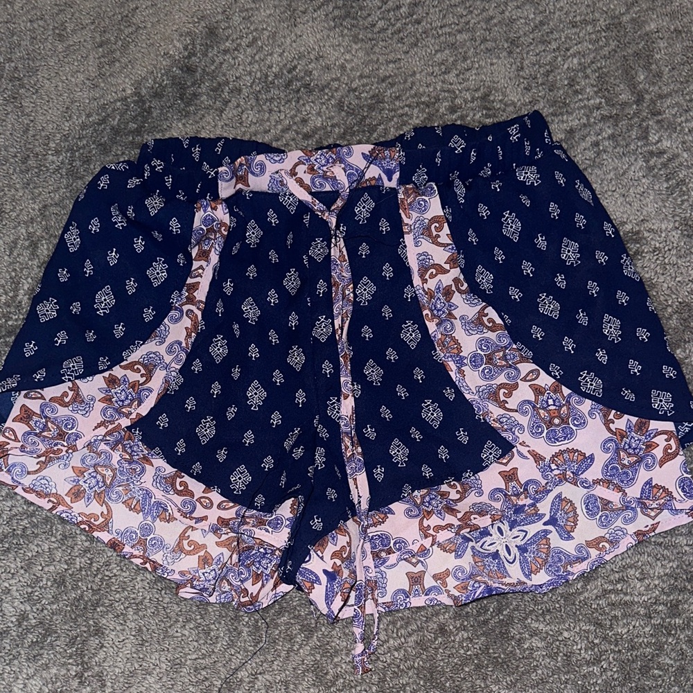 Xhilaration Navy and Pink Paisley Athletic Shorts